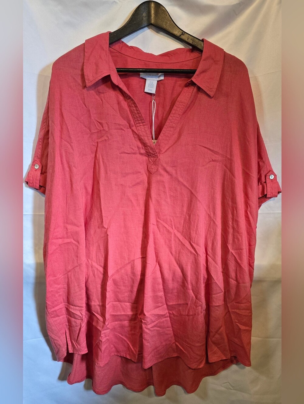 Martha Stewart Collection Linen-Blend Popover Tunic Blouse